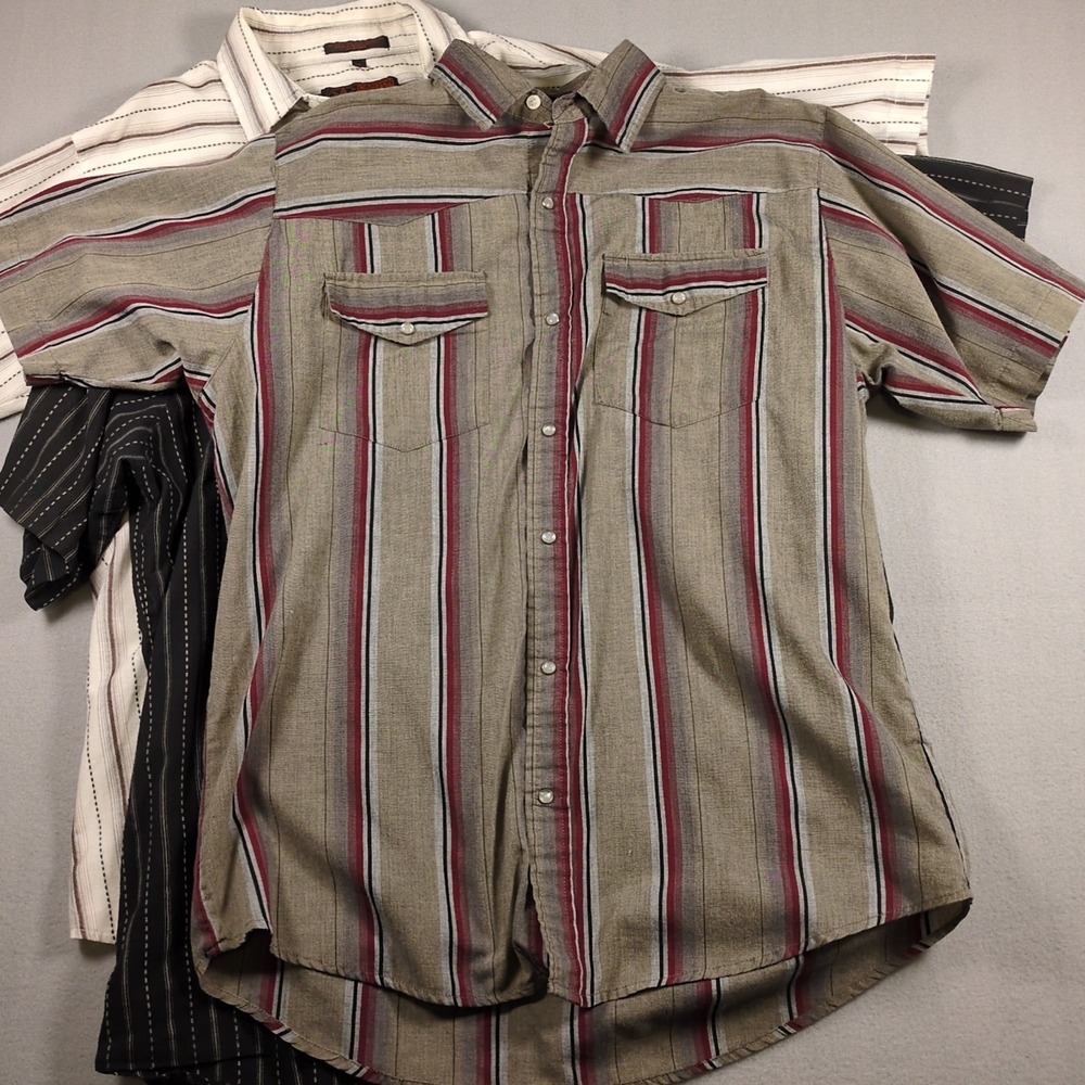 Lot Of 3 Canyon Guide Outfitters SZ XL Short Sleeve Pearl Snap Western Shirts - Picture 3 of 7